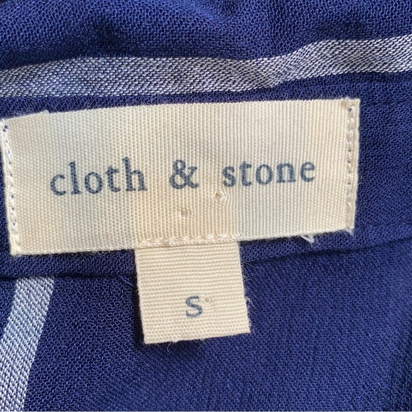 Anthropologie Cloth & Stone Tulane Navy Blue & White Stripe Button Front Shirt S - Picture 7 of 8